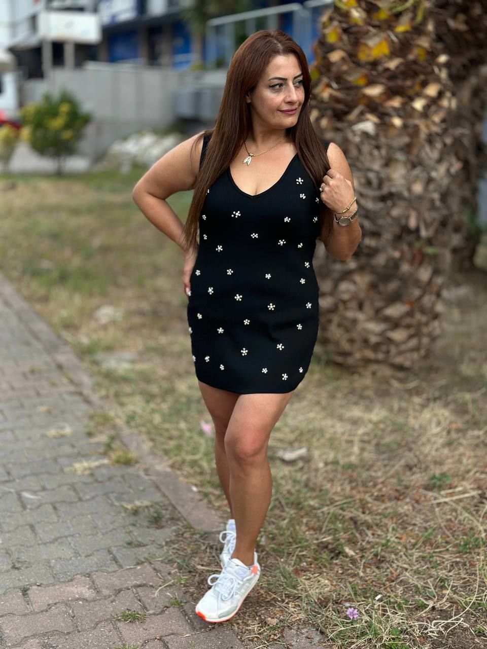 Çelik örme ve yaka elbise