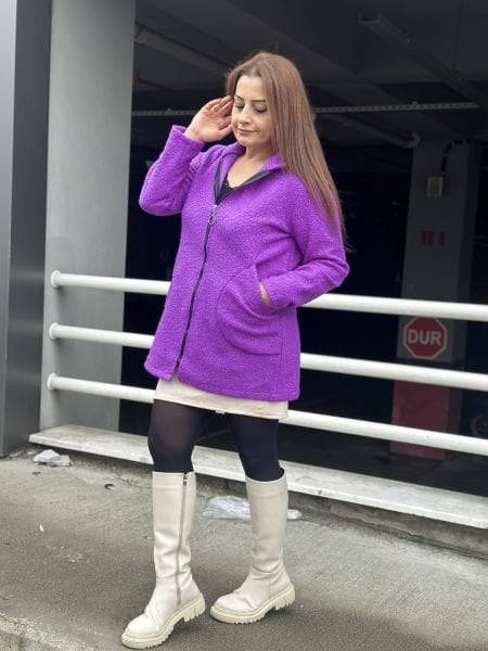 Buklet hırka mor
