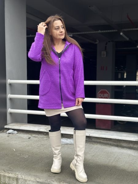 Buklet hırka mor